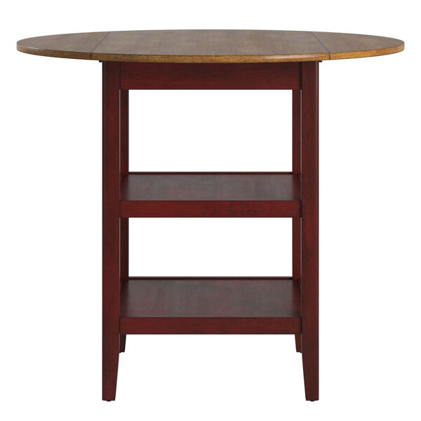 Caroline Red Two-Tone Side Drop Leaf Round Counter Height Table, image 3