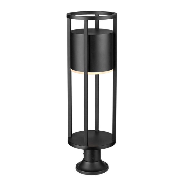 Luca Black LED Outdoor Pier Mounted Fixture with Etched Glass Shade, image 3