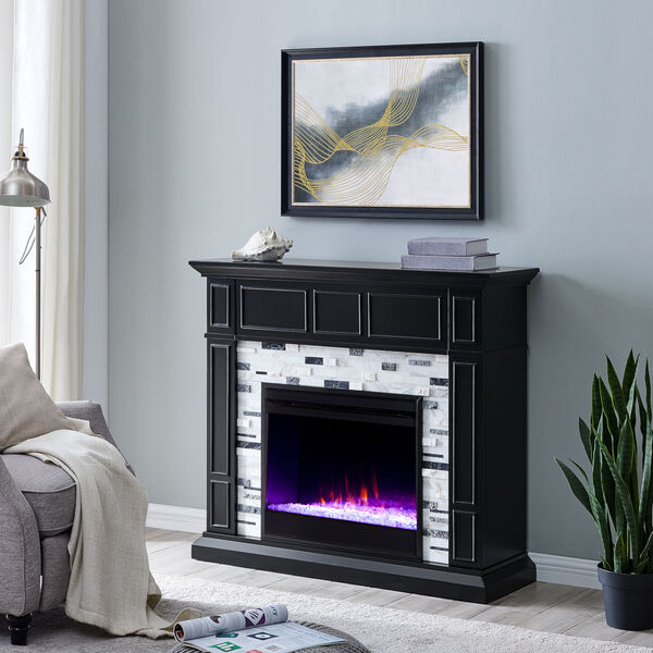 Drovling Black Marble Electric Fireplace, image 4