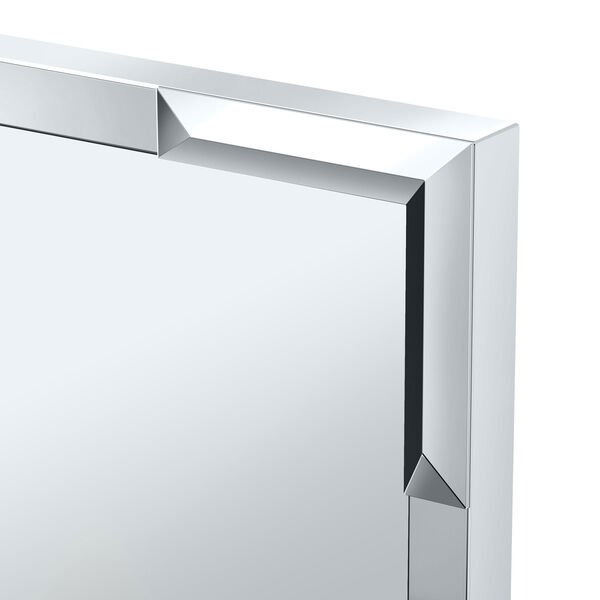 Faceted Flush Mount 32.5-Inch Framed Rectangle Mirror Chrome, image 2