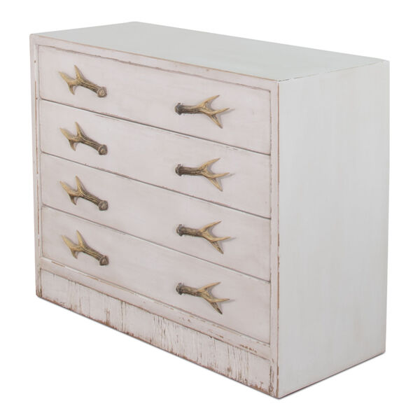 White 18-Inch Beach House Antlers Commode, image 1