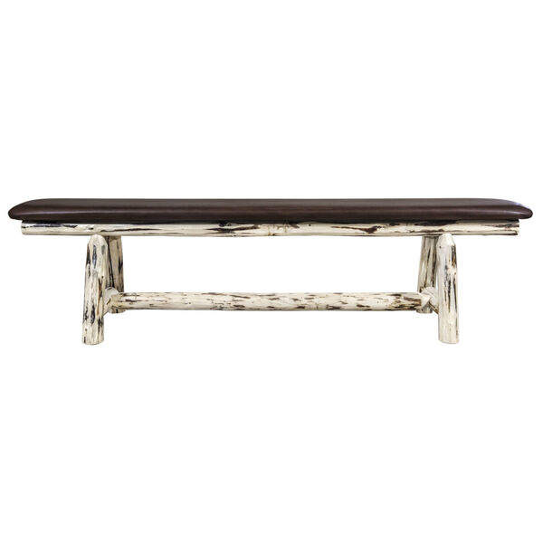 Montana Clear Lacquer 6 Foot Plank Style Bench with Saddle Upholstery, image 2