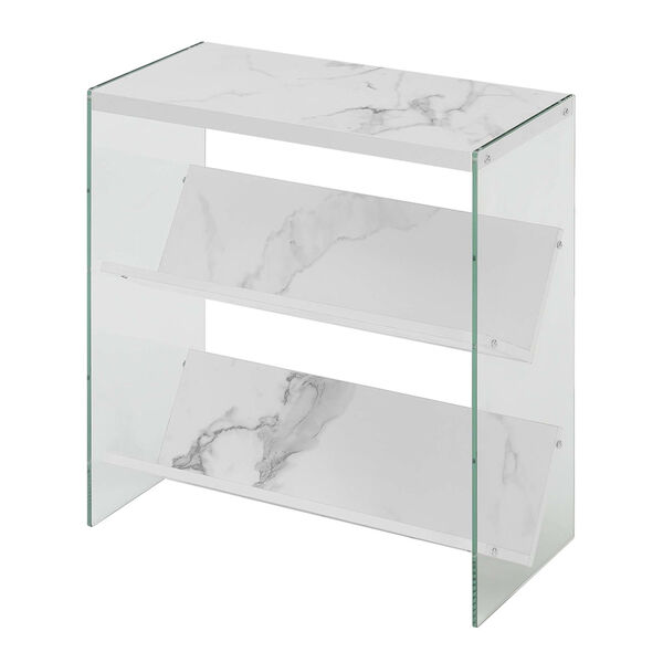 Soho White Faux Marble with Glass 28-Inch Book Case, image 3