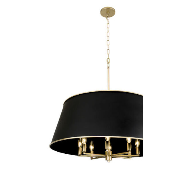 Coco Matte Black and French Gold Eight-Light Pendant, image 3