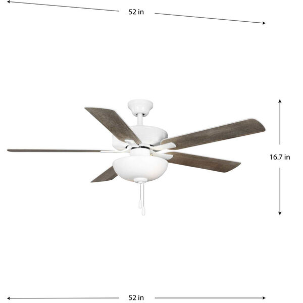 AirPro Builder White Two-Light LED 52-Inch Ceiling Fan with Frosted Glass Light Kit, image 6