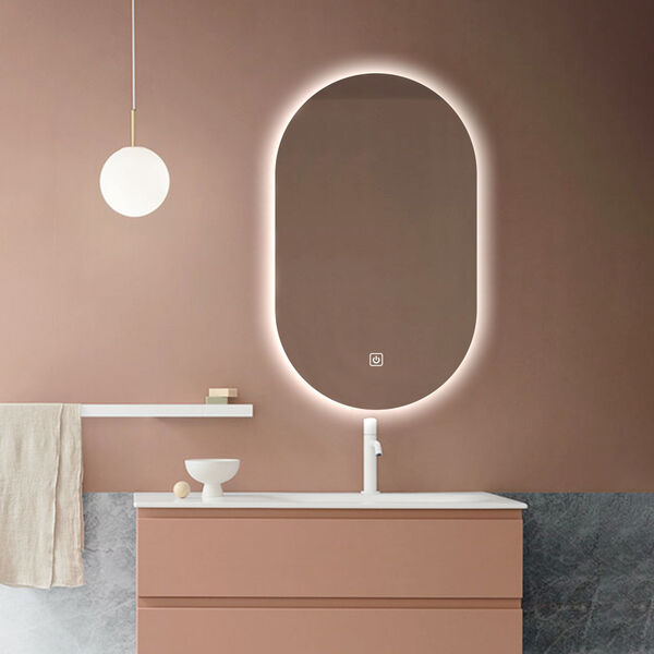 Claire Clear 24 x 40-Inch Oval Frameless LED Bathroom Mirror, image 6