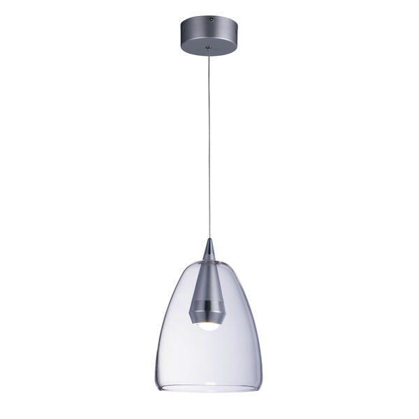 Sven Polished Chrome and Silver One-Light LED Mini Pendant With Clear Glass, image 1