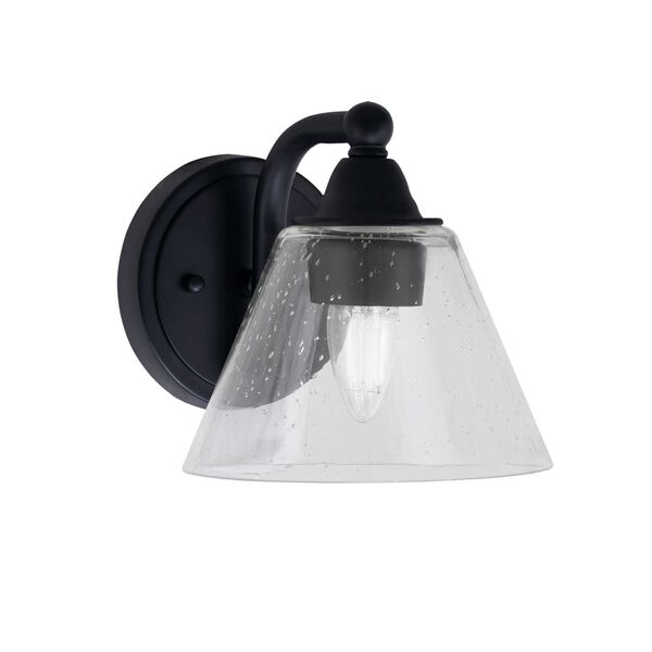 Paramount Matte Black One-Light Wall Sconce with Seven-Inch Clear Bubble Glass, image 1