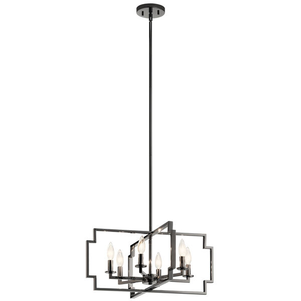 Downtown Midnight Chrome Six-Light Chandelier, image 1