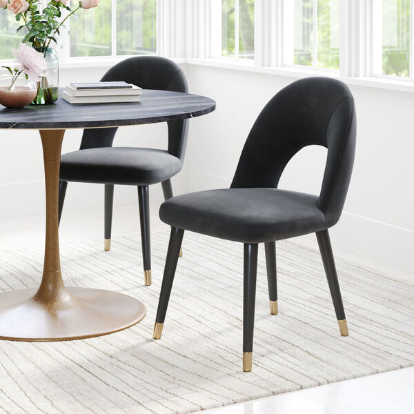 Miami Black and Gold Dining Chair, Set of Two, image 2