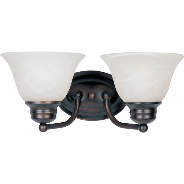 Malibu Oil Rubbed Bronze Two-Light Bath Light with Marble Glass, image 1