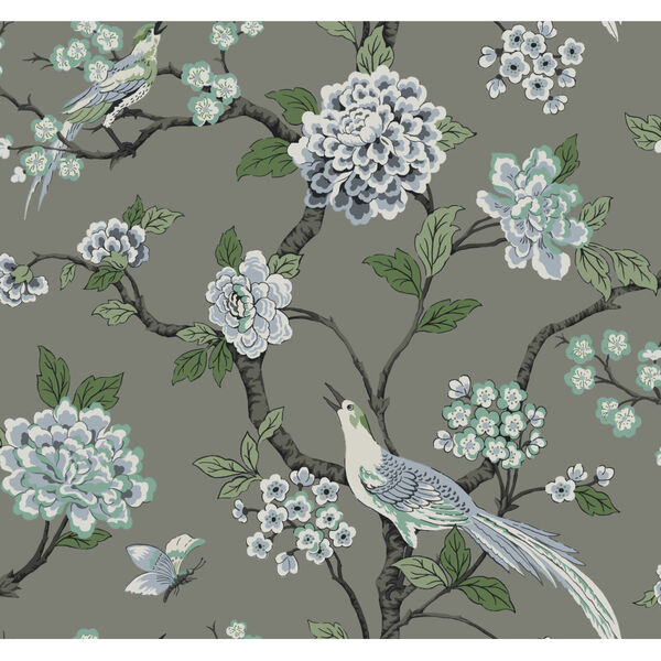 Grandmillennial Gray Fanciful Pre Pasted Wallpaper, image 2