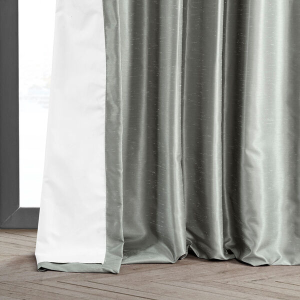 Silver Blackout Vintage Textured Faux Dupioni Silk Pleated Single Curtain Panel 25 x 108, image 8