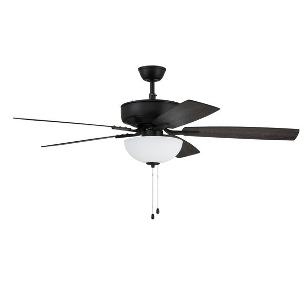 Pro Plus Flat Black 52-Inch Two-Light Ceiling Fan with White Frost Bowl Shade, image 4