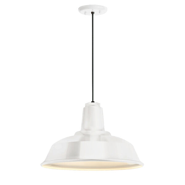 Heavy Duty Gloss White One-Light 16-Inch Outdoor Pendant, image 1
