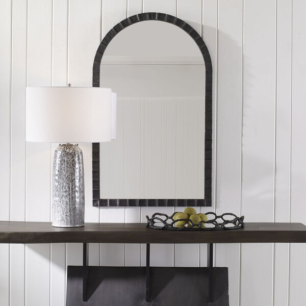 Dandridge Matte Black and Silver 24-Inch x 39-Inch Arch Mirror, image 3