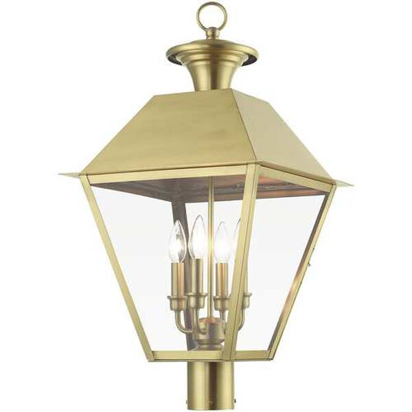 Wentworth Natural Brass Four-Light Outdoor Extra Large Lantern Post, image 3