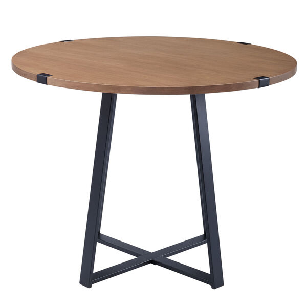 English Oak and Black Round Dining Table, image 3