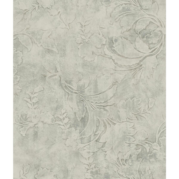 Impressionist Gray Entablature Scroll Wallpaper - SAMPLE SWATCH ONLY, image 1