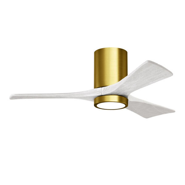 Irene-3HLK Brushed Brass 42-Inch Ceiling Fan with LED Light Kit and Matte White Blades, image 1