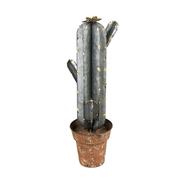Oaxaca Rust Pewter and Gold Accents 19-Inch Cactus Decorative Figurine, image 1