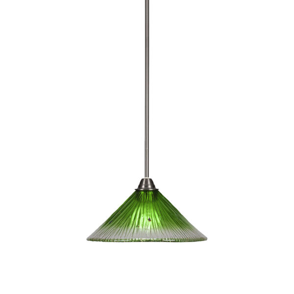 Paramount Brushed Nickel One-Light 12-Inch Pendant with Kiwi Green Crystal Glass, image 1