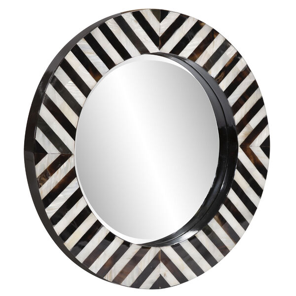 Julianna Multicolor Round Horn and Shell Tiled Mirror, image 3