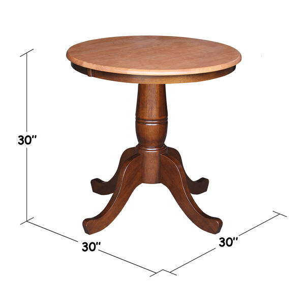 30-Inch Tall, 30-Inch Round Top Cinnamon and Espresso Pedestal Dining Table, image 2