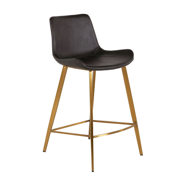 Hines Charcoal Brown and Stainless Gold 26-Inch Counter Height Stool, image 1