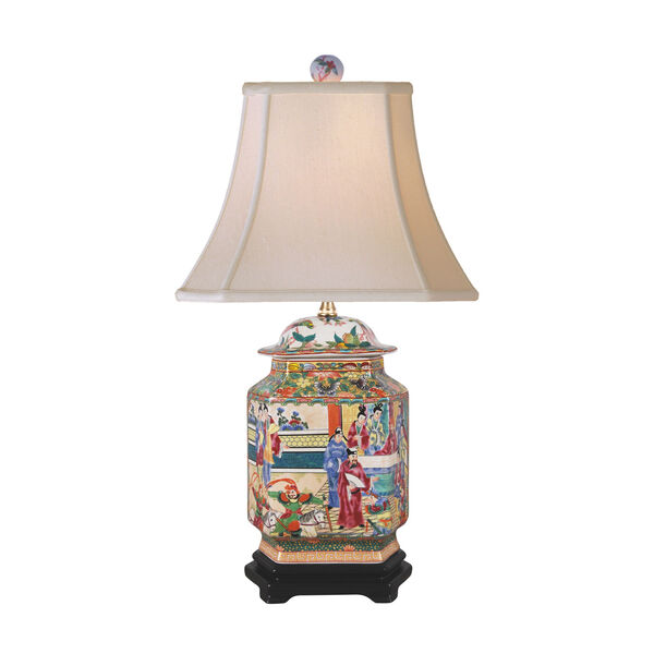 Porcelain Multicolored 25-Inch One-Light Canton Jar Table Lamp, image 1