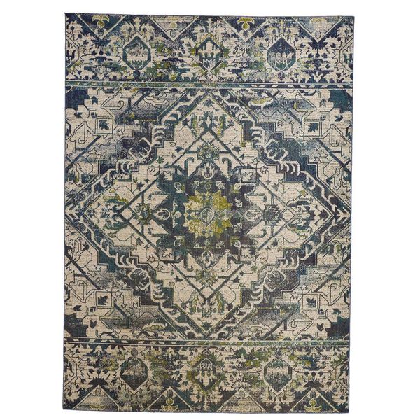 Foster Blue Green Ivory Rectangular 6 Ft. 5 In. x 9 Ft. 6 In. Area Rug, image 1