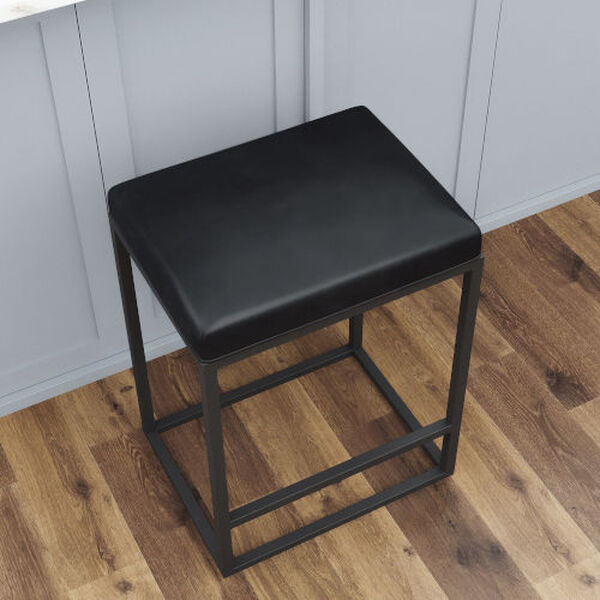 Riley Black Metal Faux Feather Counter Stool, Set of Two, image 3