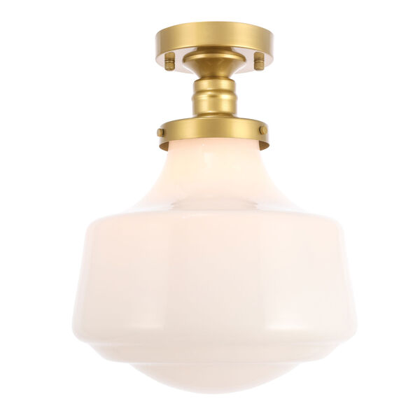 Lyle Brass 11-Inch One-Light Flush Mount with Frosted White Glass, image 4