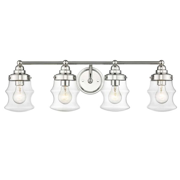 Keal Polished Nickel Four-Light Bath Vanity with Clear Glass, image 2