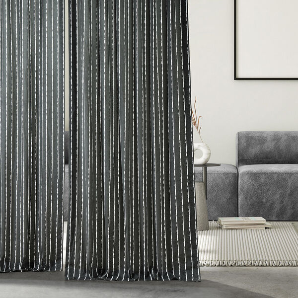 Sharkskin Black Printed Cotton Single Panel Curtain, image 4