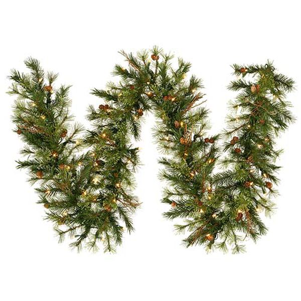 Green Mixed Country 6 Foot Garland with 50 Warm White LED Light and 180 Tips, image 1