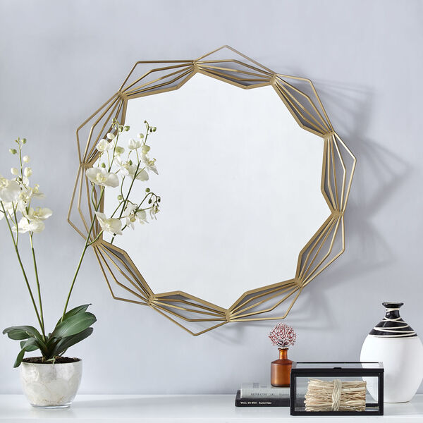Christina Gold Star Geometric Frame Wall Mirror, image 6