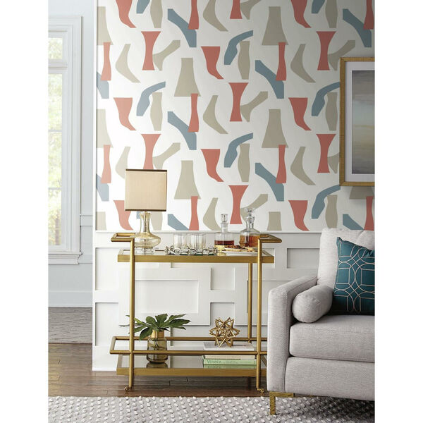 Risky Business III Coral Blue Modernist Peel and Stick Wallpaper, image 1