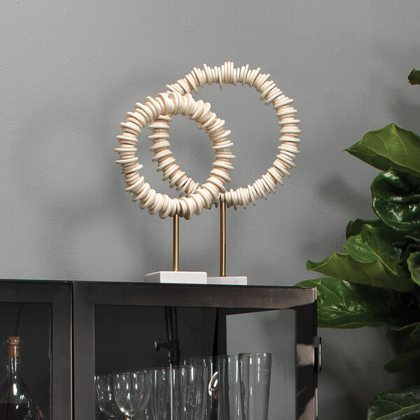 Arena Cream Antique Brass White Decorative Ring Sculpture, image 4