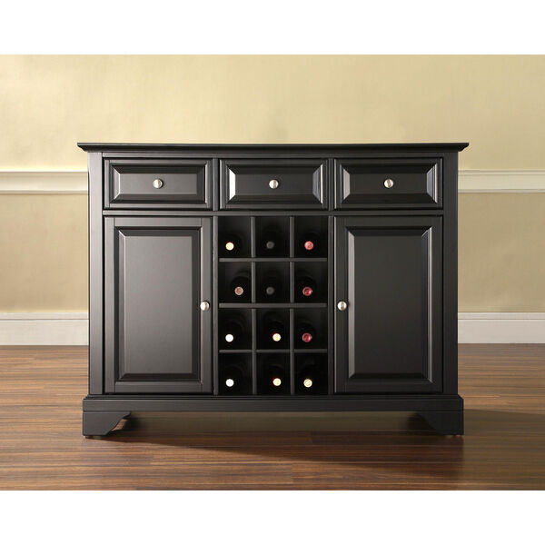 LaFayette Buffet Server / Sideboard Cabinet with Wine Storage in Black Finish, image 5