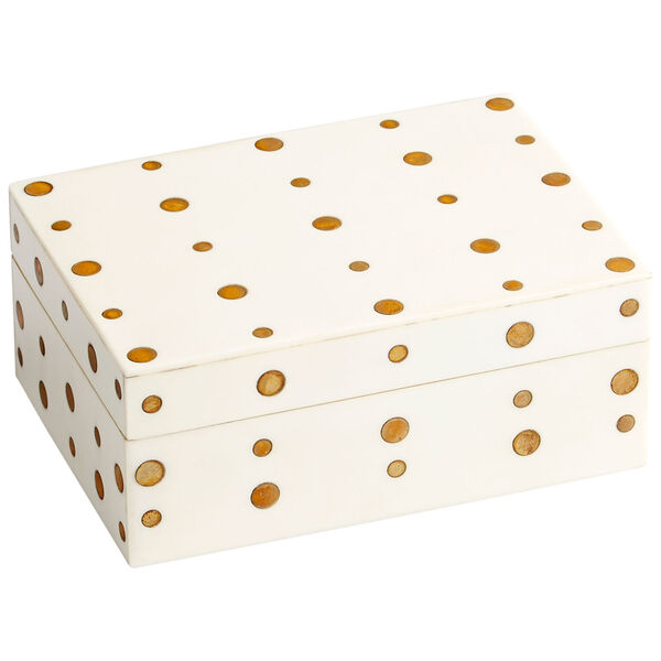 White and Brass 8-Inch Dot Crown Container, image 1