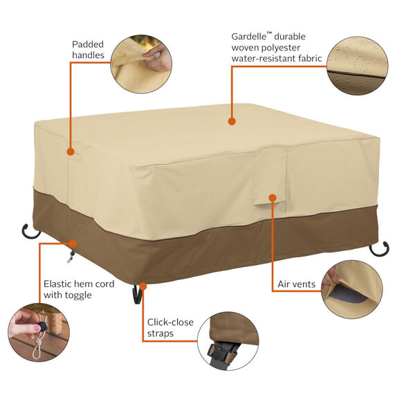 Ash Beige and Brown 40-Inch Rectangular Fire Pit Table Cover, image 2