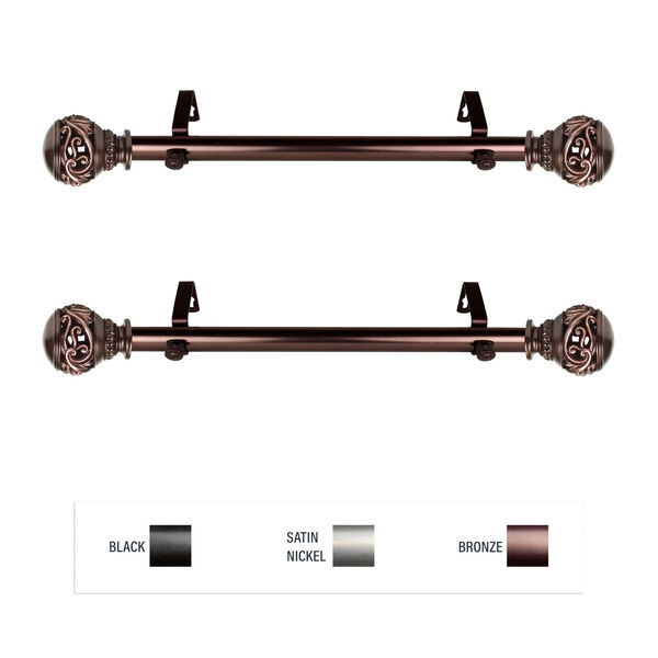 Isabella Bronze Side Curtain Rod, Set of Two, image 1