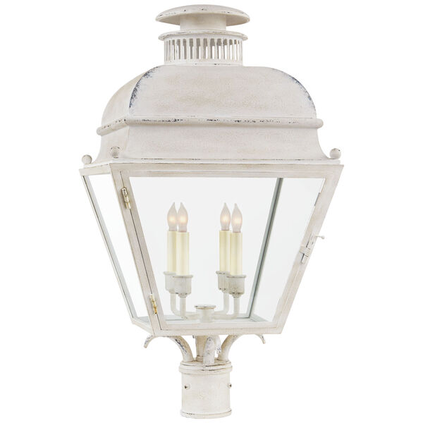 Holborn Medium Post Light in Old White with Clear Glass by Chapman and Myers, image 1