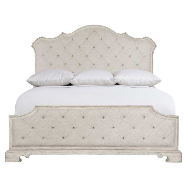 Mirabelle Whitewashed Cotton Upholstered Panel Bed, image 1