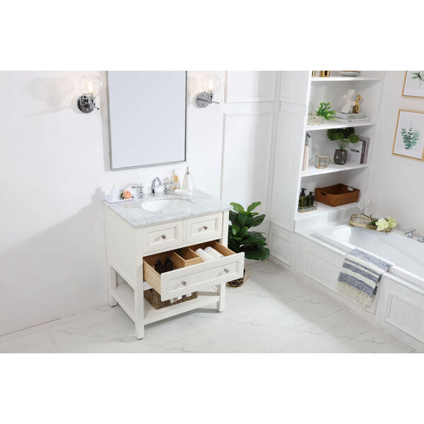 Metropolis White 30-Inch Vanity Sink Set, image 4
