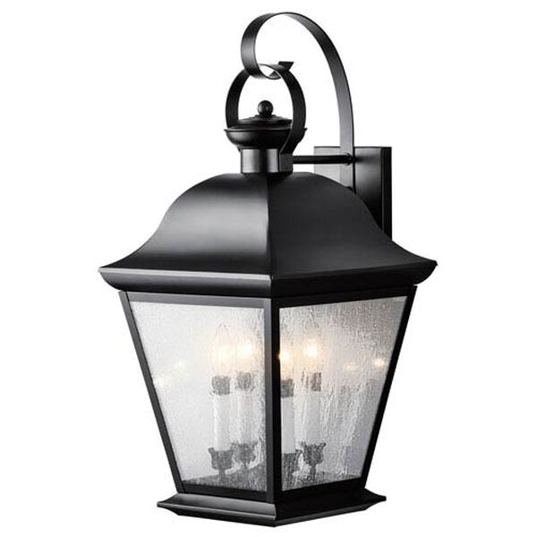 Mount Vernon Black Four Light 13-Inch Outdoor Wall Lantern with Clear Seedy Glass, image 1