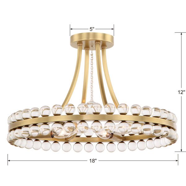 Clover Four-Light Aged Brass Ceiling Mount, image 4