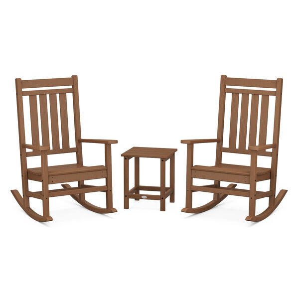 Estate Teak Outdoor Rocking Chair Set with Side Table, 3-Piece, image 1