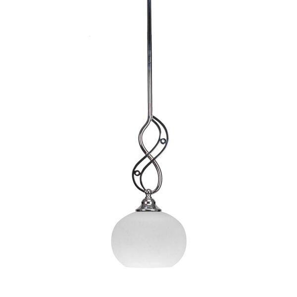 Jazz Chrome One-Light Mini Pendant with Seven-Inch White Muslin Glass, image 1